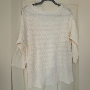 New York & Company Creamy White Boat Neck Sweater / Size Large